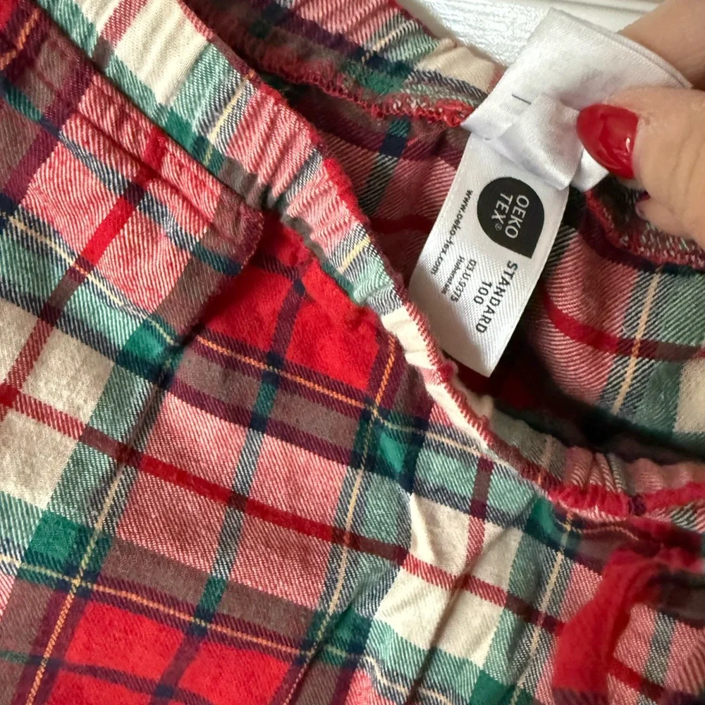 Hanna Andersson Red Holiday Plaid Adult Holiday Flannel Pajama Pants  L NWT